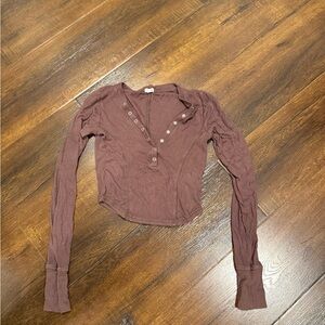 Garage Mauve-Brown Long Sleeve l Crop Top